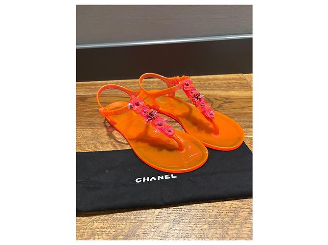 Sandali Jelly Chanel con decorazioni floreali Arancione - vista 8