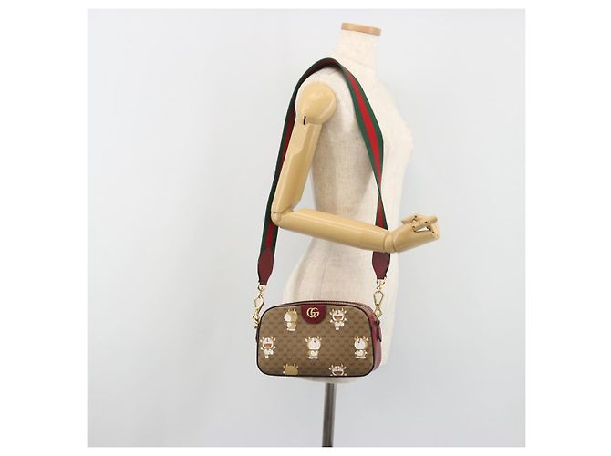 Borsa GUCCI Micro GG Supreme Collaborazione Doraemon PVC Beige 574886 Auth 192558SM D'oro - vista 23