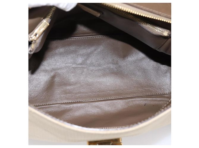 Borsa Salvatore Ferragamo Gancini Canvas 2way Beige Gold Auth 196765 D'oro - vista 10