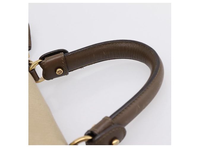 Borsa Salvatore Ferragamo Gancini Canvas 2way Beige Gold Auth 196765 D'oro - vista 15