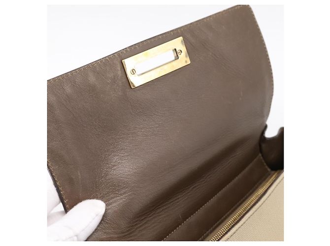 Borsa Salvatore Ferragamo Gancini Canvas 2way Beige Gold Auth 196765 D'oro - vista 22