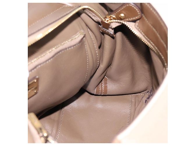 Borsa Salvatore Ferragamo Gancini Canvas 2way Beige Gold Auth 196765 D'oro - vista 24