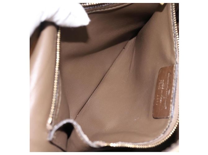 Borsa Salvatore Ferragamo Gancini Canvas 2way Beige Gold Auth 196765 D'oro - vista 27