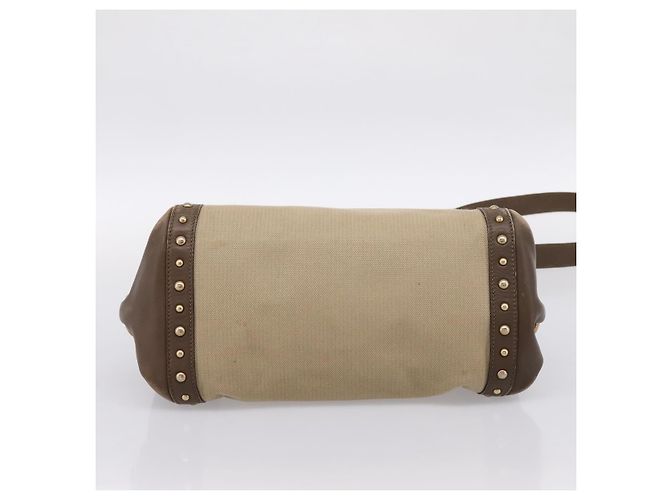 Borsa Salvatore Ferragamo Gancini Canvas 2way Beige Gold Auth 196765 D'oro - vista 5