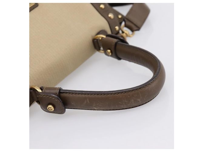 Borsa Salvatore Ferragamo Gancini Canvas 2way Beige Gold Auth 196765 D'oro - vista 6