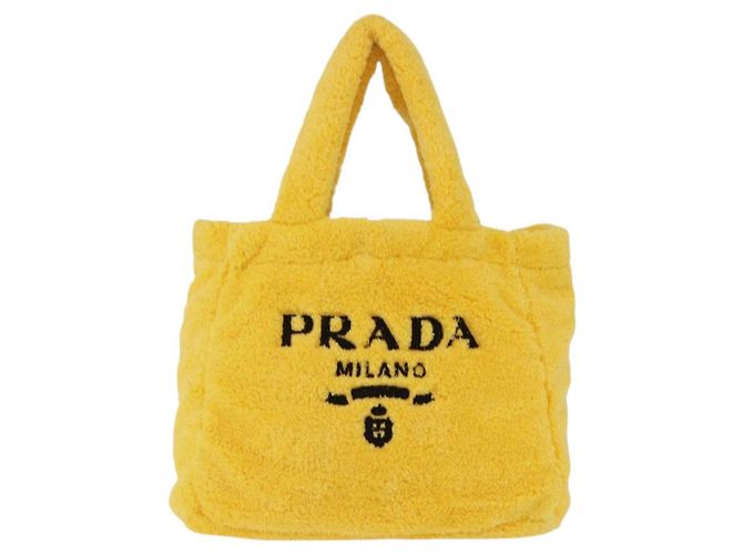 PRADA Tote Bag Pile Yellow Silver Auth ka5626V Silber Gelb - Ansicht 13