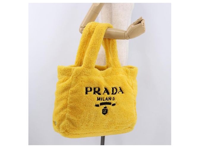PRADA Tote Bag Pile Yellow Silver Auth ka5626V Silber Gelb - Ansicht 22