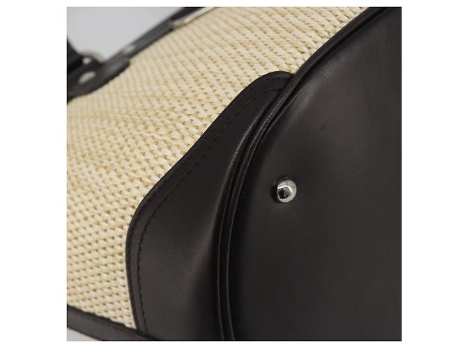Borsa a Mano BURBERRY Paglia Beige Argento Auth 195974A - vista 14