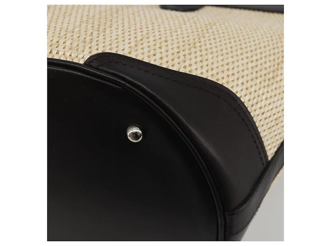Borsa a Mano BURBERRY Paglia Beige Argento Auth 195974A - vista 15