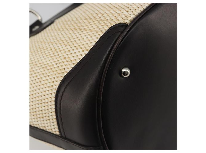Borsa a Mano BURBERRY Paglia Beige Argento Auth 195974A - vista 16
