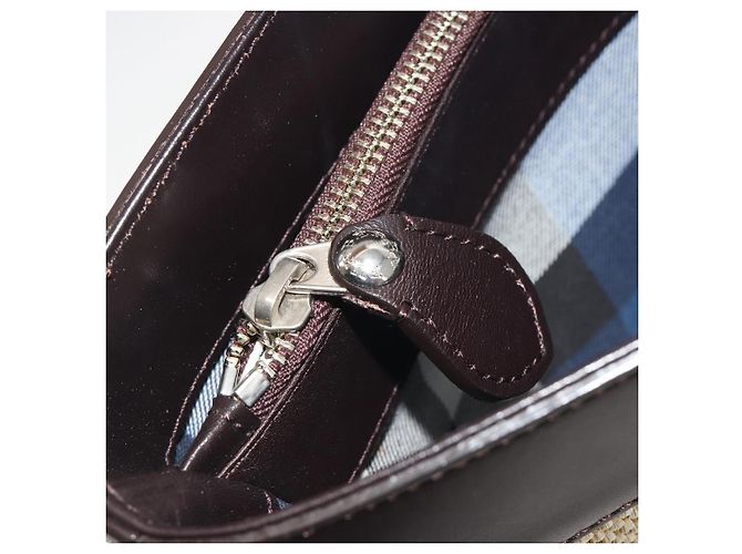 Borsa a Mano BURBERRY Paglia Beige Argento Auth 195974A - vista 21
