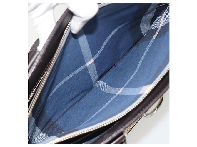 Borsa a Mano BURBERRY Paglia Beige Argento Auth 195974A - vista 22
