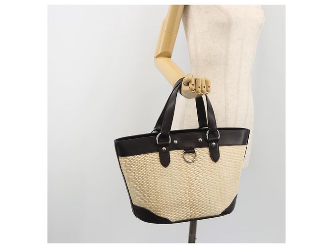 Borsa a Mano BURBERRY Paglia Beige Argento Auth 195974A - vista 25