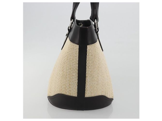 Borsa a Mano BURBERRY Paglia Beige Argento Auth 195974A - vista 3