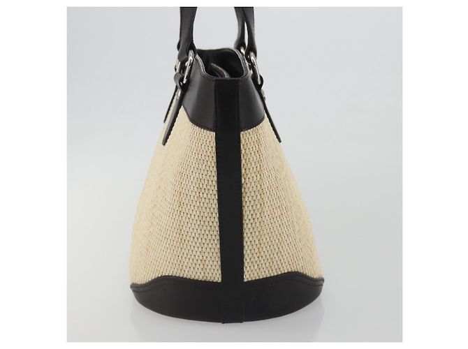 Borsa a Mano BURBERRY Paglia Beige Argento Auth 195974A - vista 4