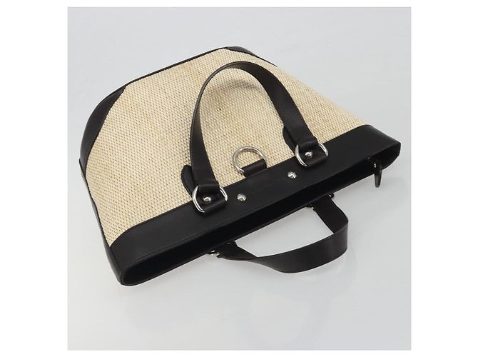 Borsa a Mano BURBERRY Paglia Beige Argento Auth 195974A - vista 6