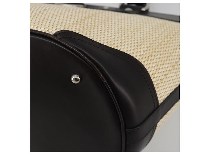 Borsa a Mano BURBERRY Paglia Beige Argento Auth 195974A - vista 9