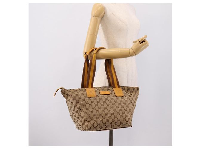 Borsa Tote GUCCI GG Canvas Sherry Line Beige 131230 Auth 197106 - vista 22