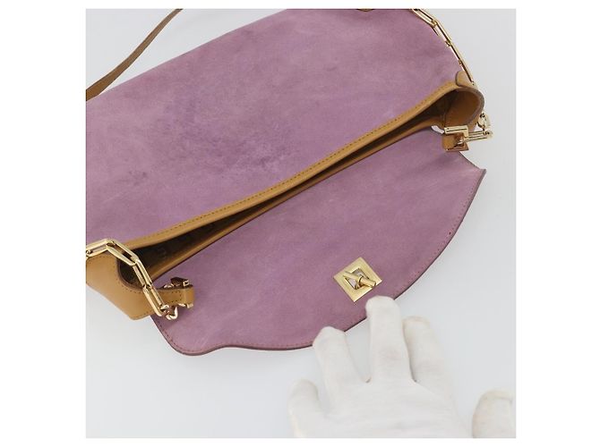 Borsa a tracolla con catena GUCCI Camoscio Viola Oro 001 4113 Auth 195593A D'oro Porpora - vista 10