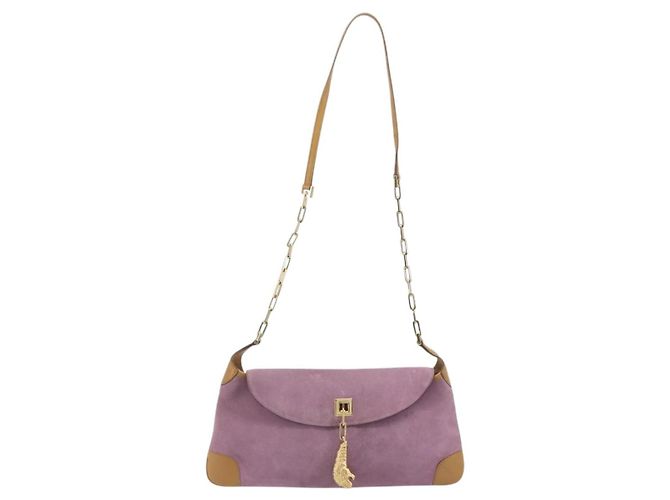 Borsa a tracolla con catena GUCCI Camoscio Viola Oro 001 4113 Auth 195593A D'oro Porpora - vista 13