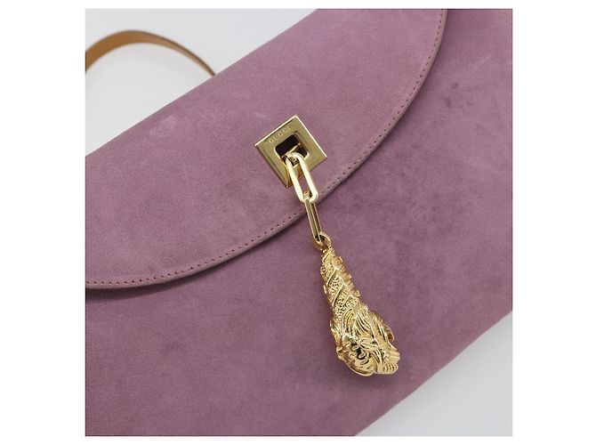 Borsa a tracolla con catena GUCCI Camoscio Viola Oro 001 4113 Auth 195593A D'oro Porpora - vista 17