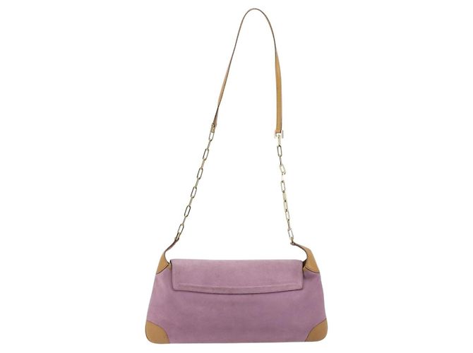 Borsa a tracolla con catena GUCCI Camoscio Viola Oro 001 4113 Auth 195593A D'oro Porpora - vista 2