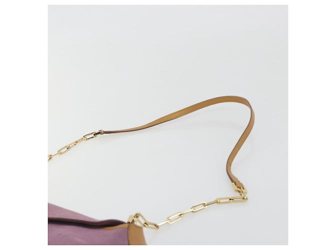 Borsa a tracolla con catena GUCCI Camoscio Viola Oro 001 4113 Auth 195593A D'oro Porpora - vista 8