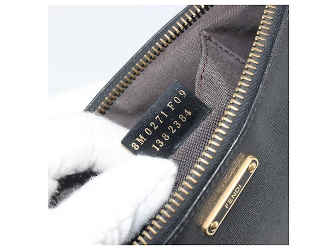 Pouch accessori FENDI in pelle nera e oro 8M0271 Auth 195418A Nero - vista 12