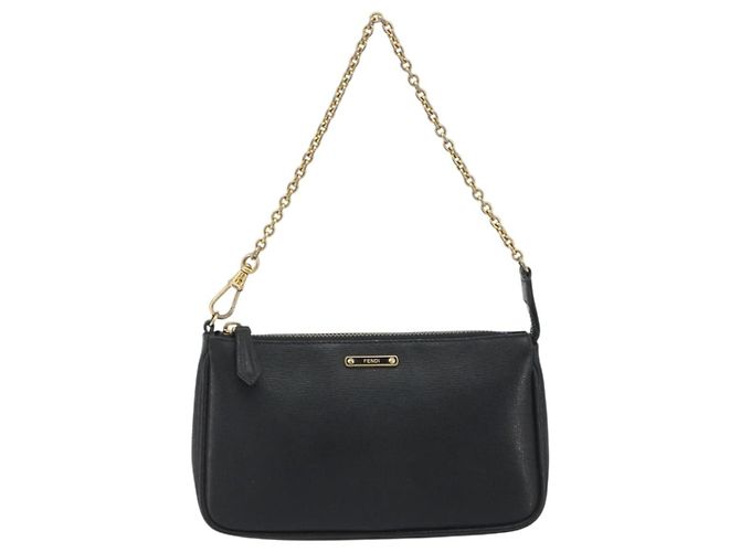 Pouch accessori FENDI in pelle nera e oro 8M0271 Auth 195418A Nero - vista 13