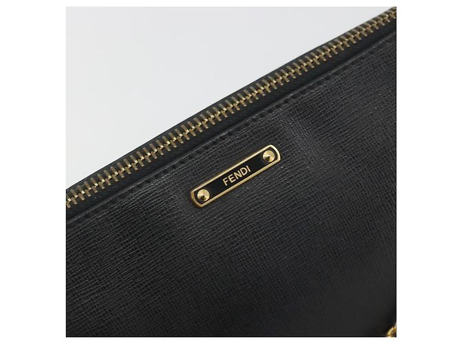 Pouch accessori FENDI in pelle nera e oro 8M0271 Auth 195418A Nero - vista 18