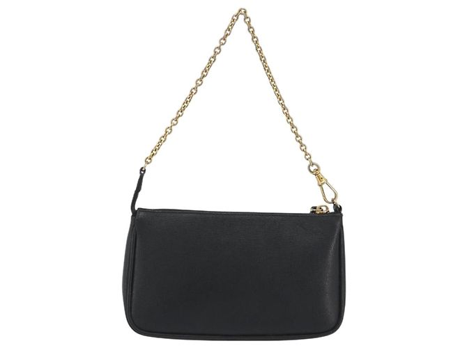 Pouch accessori FENDI in pelle nera e oro 8M0271 Auth 195418A Nero - vista 2