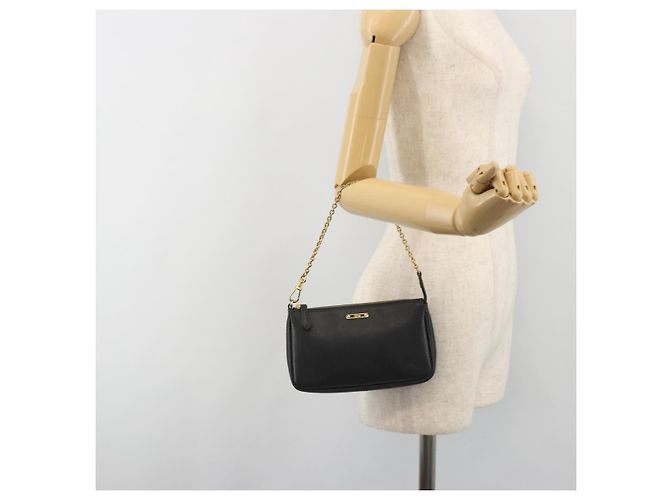 Pouch accessori FENDI in pelle nera e oro 8M0271 Auth 195418A Nero - vista 23