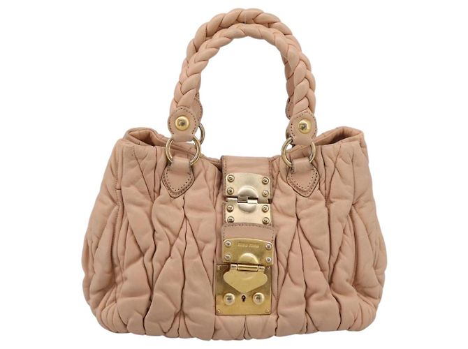Borsa a mano Miu Miu Matelassé in pelle beige e oro autentica 196771 D'oro - vista 13