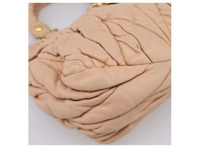 Borsa a mano Miu Miu Matelassé in pelle beige e oro autentica 196771 D'oro - vista 14