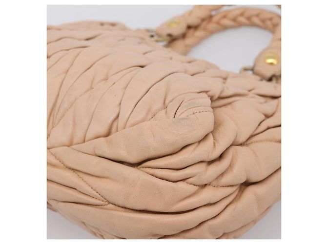 Borsa a mano Miu Miu Matelassé in pelle beige e oro autentica 196771 D'oro - vista 15