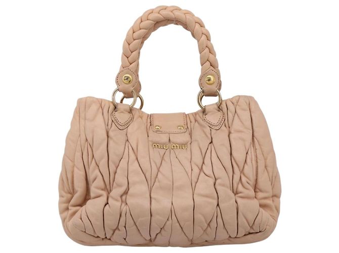 Borsa a mano Miu Miu Matelassé in pelle beige e oro autentica 196771 D'oro - vista 2
