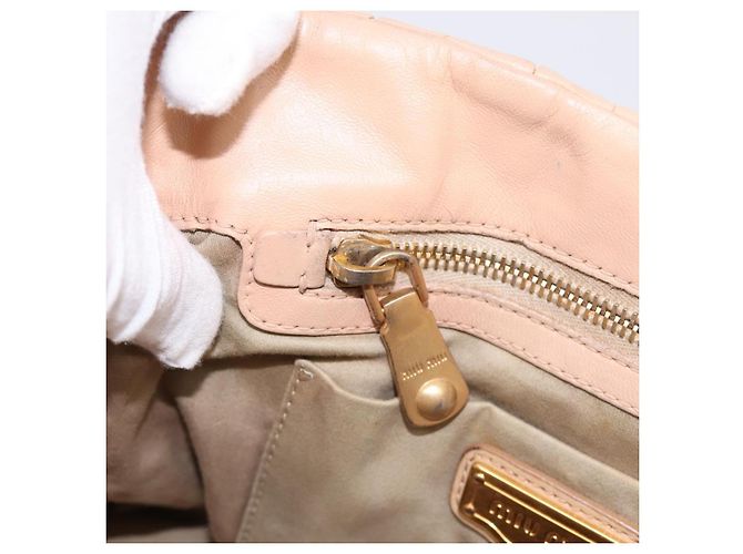 Borsa a mano Miu Miu Matelassé in pelle beige e oro autentica 196771 D'oro - vista 21