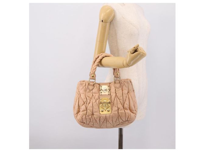 Borsa a mano Miu Miu Matelassé in pelle beige e oro autentica 196771 D'oro - vista 23
