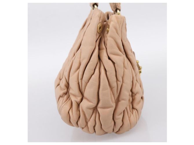 Borsa a mano Miu Miu Matelassé in pelle beige e oro autentica 196771 D'oro - vista 3