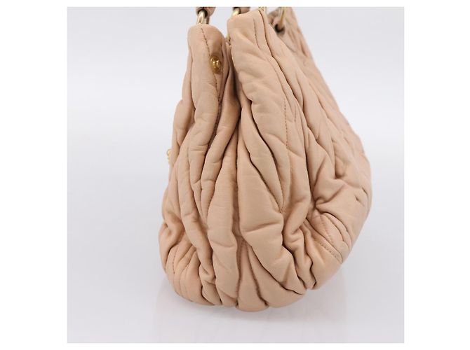 Borsa a mano Miu Miu Matelassé in pelle beige e oro autentica 196771 D'oro - vista 4