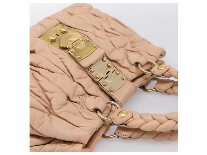 Borsa a mano Miu Miu Matelassé in pelle beige e oro autentica 196771 D'oro - vista 6