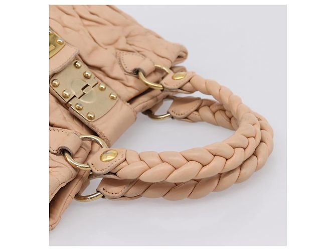 Borsa a mano Miu Miu Matelassé in pelle beige e oro autentica 196771 D'oro - vista 7