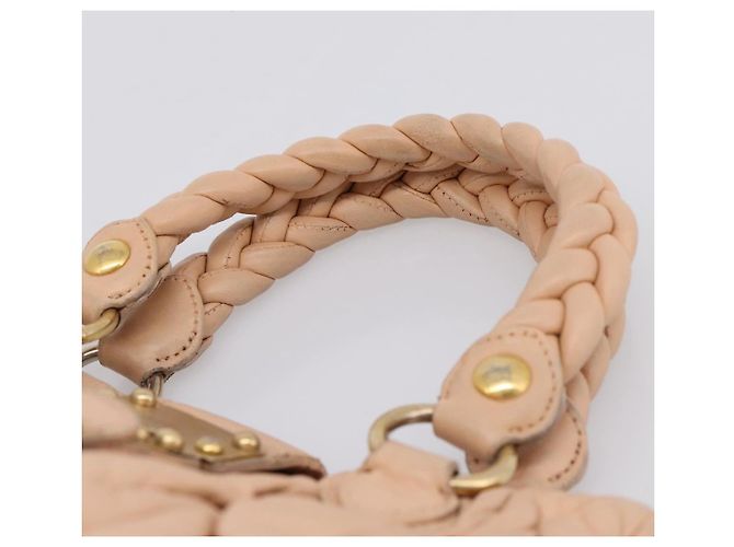 Borsa a mano Miu Miu Matelassé in pelle beige e oro autentica 196771 D'oro - vista 8