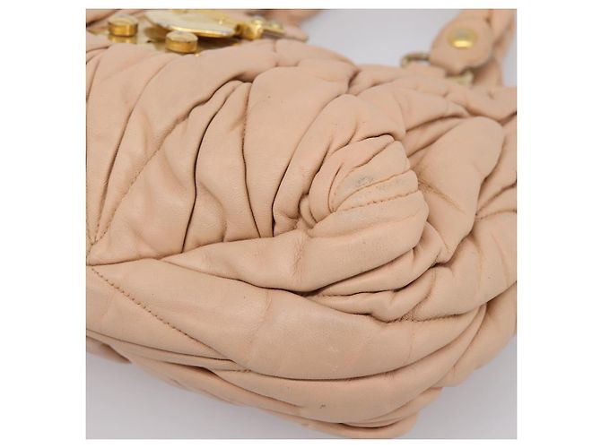 Borsa a mano Miu Miu Matelassé in pelle beige e oro autentica 196771 D'oro - vista 9