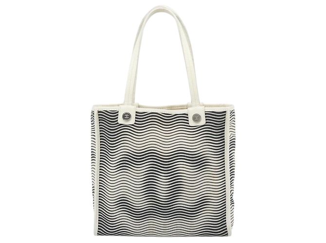 Borsa Tote CHANEL Canvas Black White Silver CC Auth bs36766 Nero Argento Bianco - vista 2
