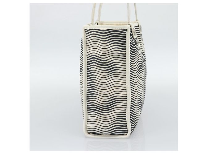 Borsa Tote CHANEL Canvas Black White Silver CC Auth bs36766 Nero Argento Bianco - vista 3