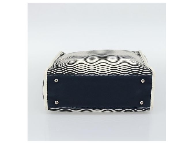 Borsa Tote CHANEL Canvas Black White Silver CC Auth bs36766 Nero Argento Bianco - vista 5
