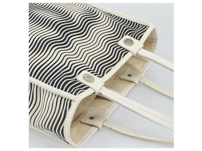 Borsa Tote CHANEL Canvas Black White Silver CC Auth bs36766 Nero Argento Bianco - vista 6
