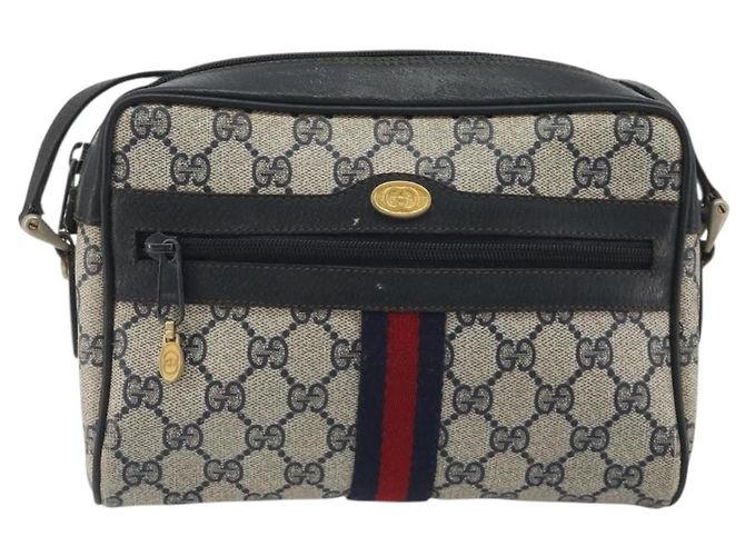 Borsa a tracolla GUCCI GG Supreme Sherry Line PVC Navy Gold Auth 194995 D'oro Blu navy - vista 13