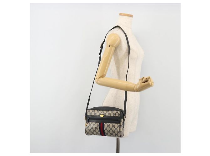 Borsa a tracolla GUCCI GG Supreme Sherry Line PVC Navy Gold Auth 194995 D'oro Blu navy - vista 22